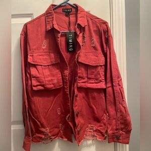 Women’s Distressed Button Up Jacket